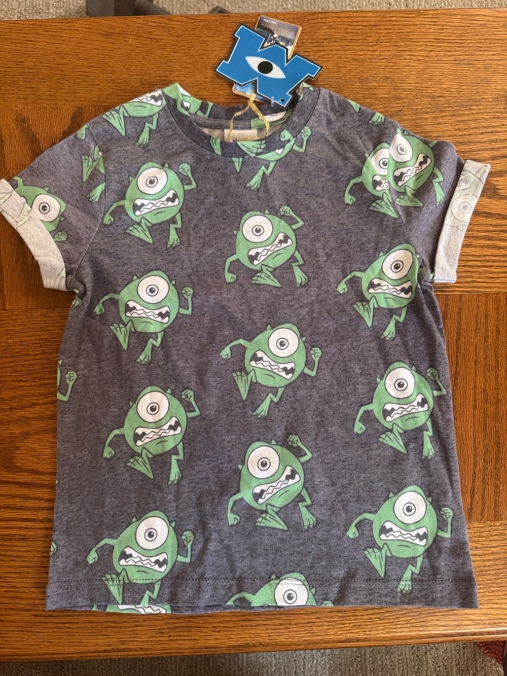 Disney Mike Wazowski Allover Print Grey Tee